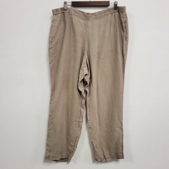 J Jill Womens Linen Pull On Costal Pants Size XL Tan Beach Costal Sustainable - Picture 1 of 11